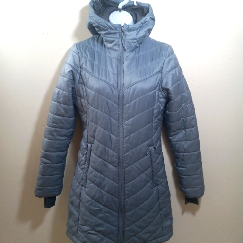 COLUMBIA Omni-Heat Down Insulated Long Gray Puffer Jacket Size XS